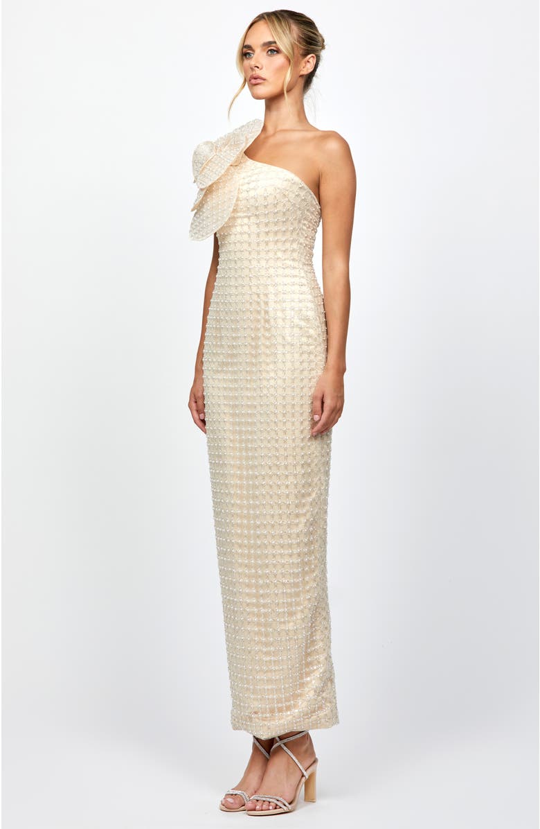 Bariano Dalylah One Shoulder Statement Midaxi, Alternate, color, Champagne