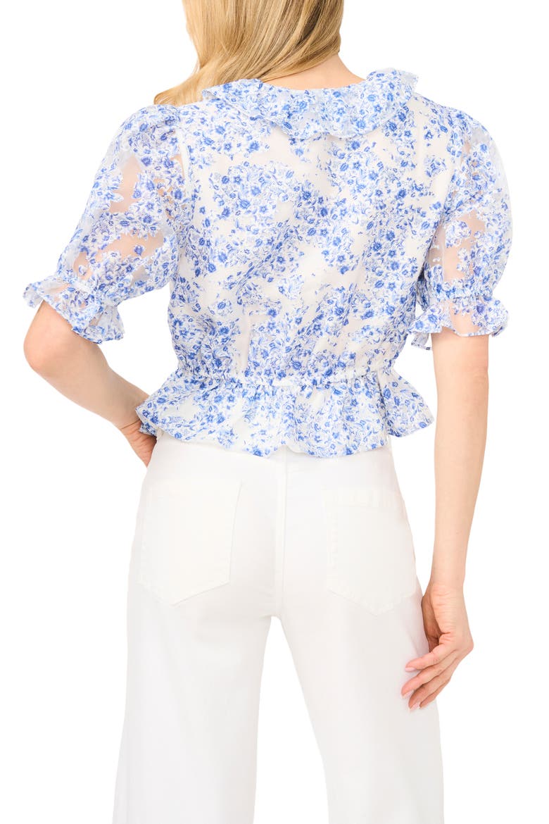 Clarise Ruffle Trim V-Neck Top, Alternate, color, SKY