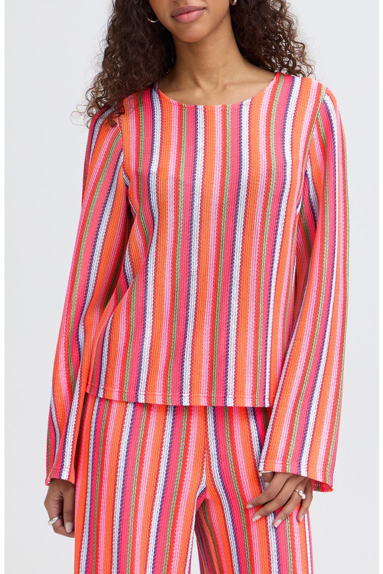 Multicolor Knit Shirt, Main, color, CORAL STRIPE