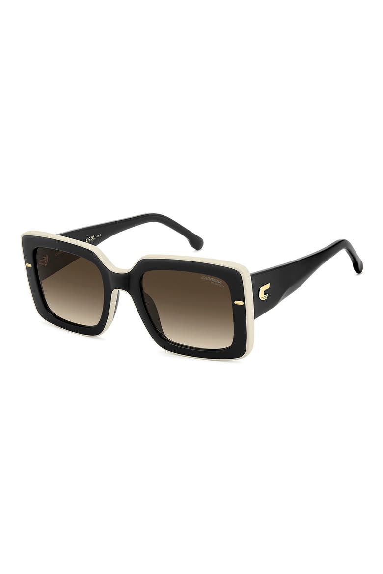 53mm Rectangular Sunglasses, Alternate, color, BLACK/ WHITE/ BROWN