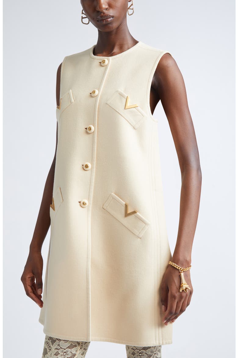 V-Detail Wool & Cashmere Vest, Alternate, color, NUDE
