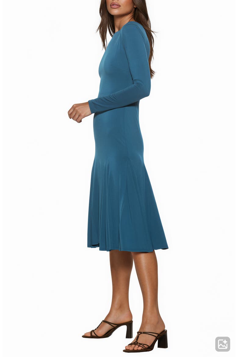 Oona Long Sleeve Fit & Flare Midi Dress, Alternate, color, TEAL