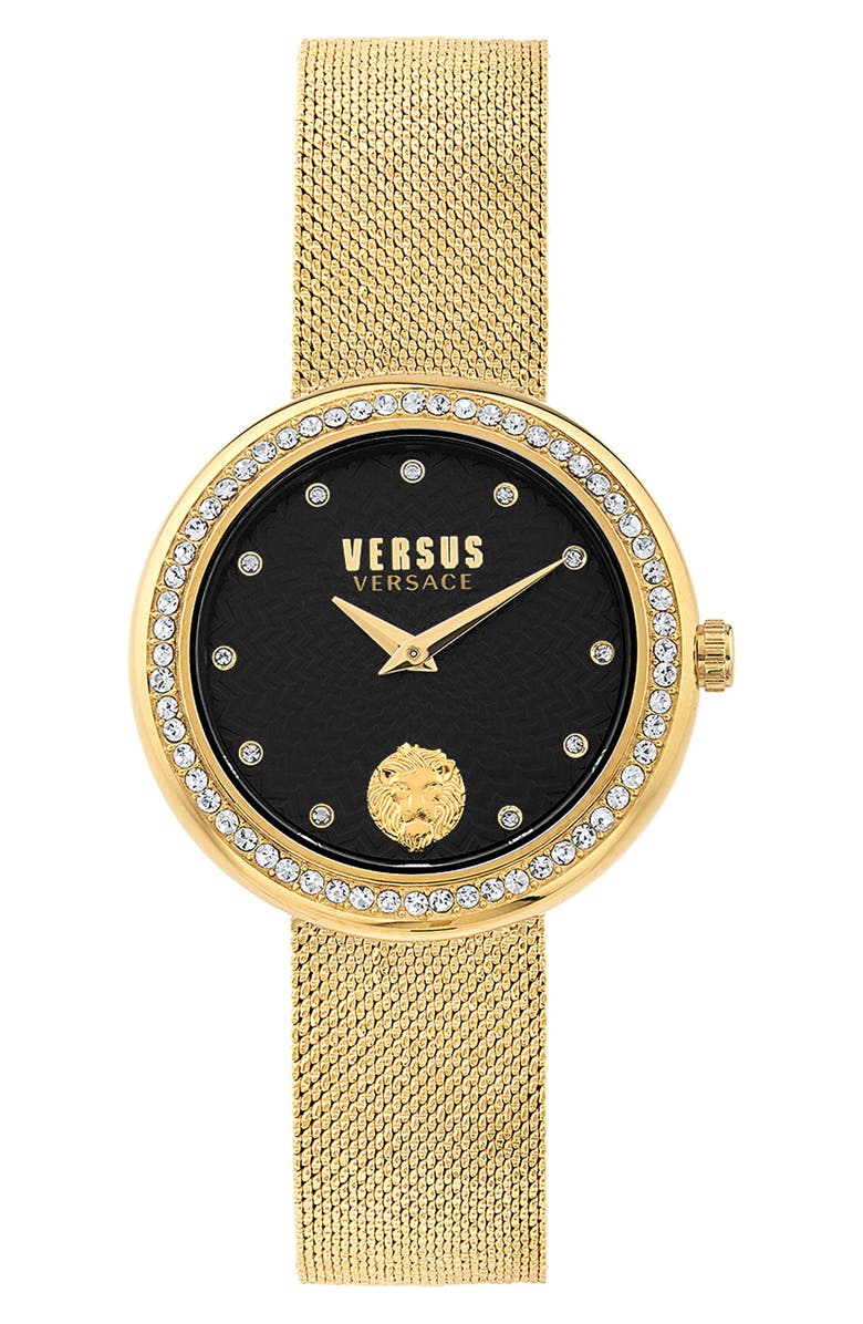 VERSUS Versace Lea Mesh Strap Watch, 35mm, Main, color, Ip Yellow Gold