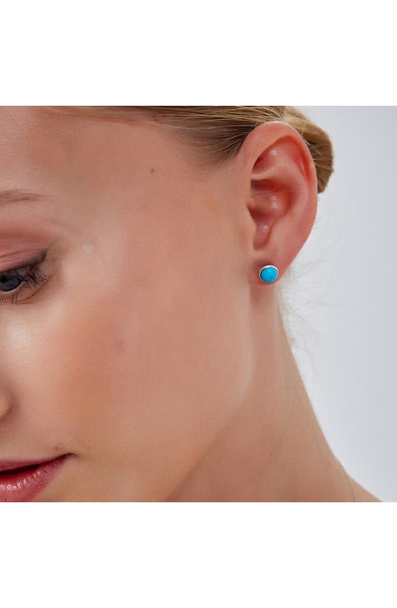 Spero London Blue Turquoise Dome Sterling Silver Stud Earrings, Alternate, color, Silver