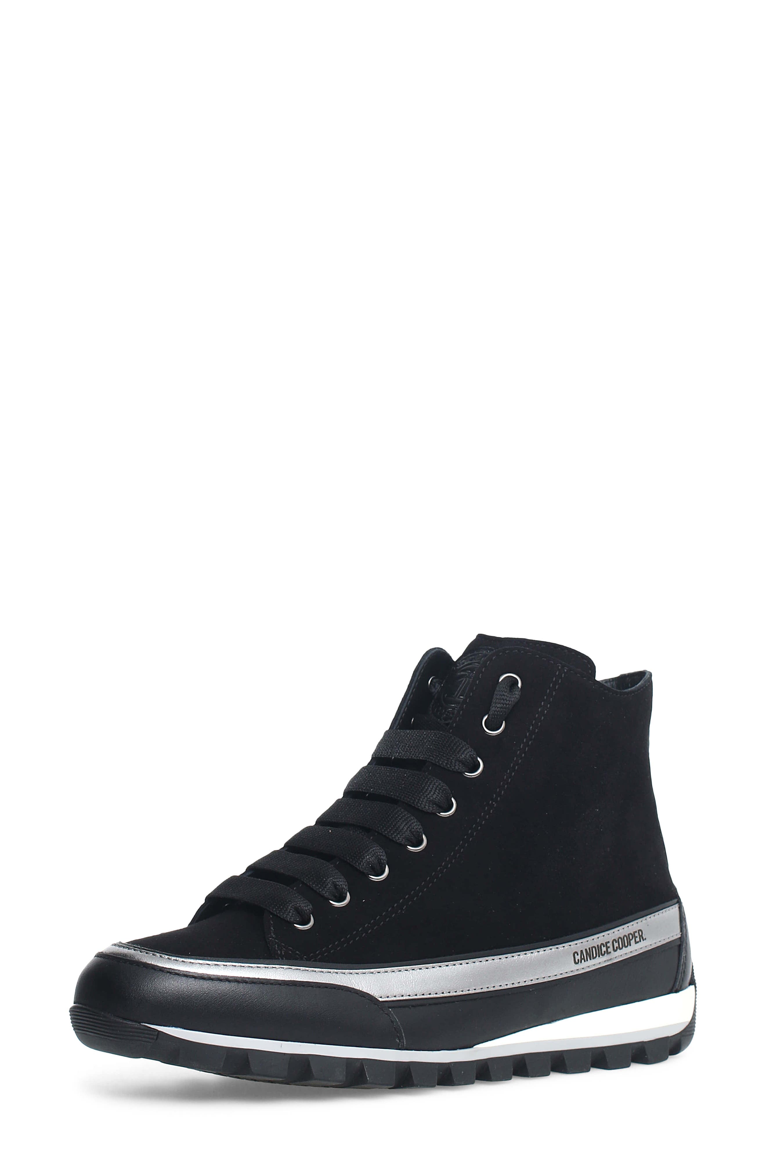 Candice Cooper Janis Strip High Top Sneaker, Main, color, Black