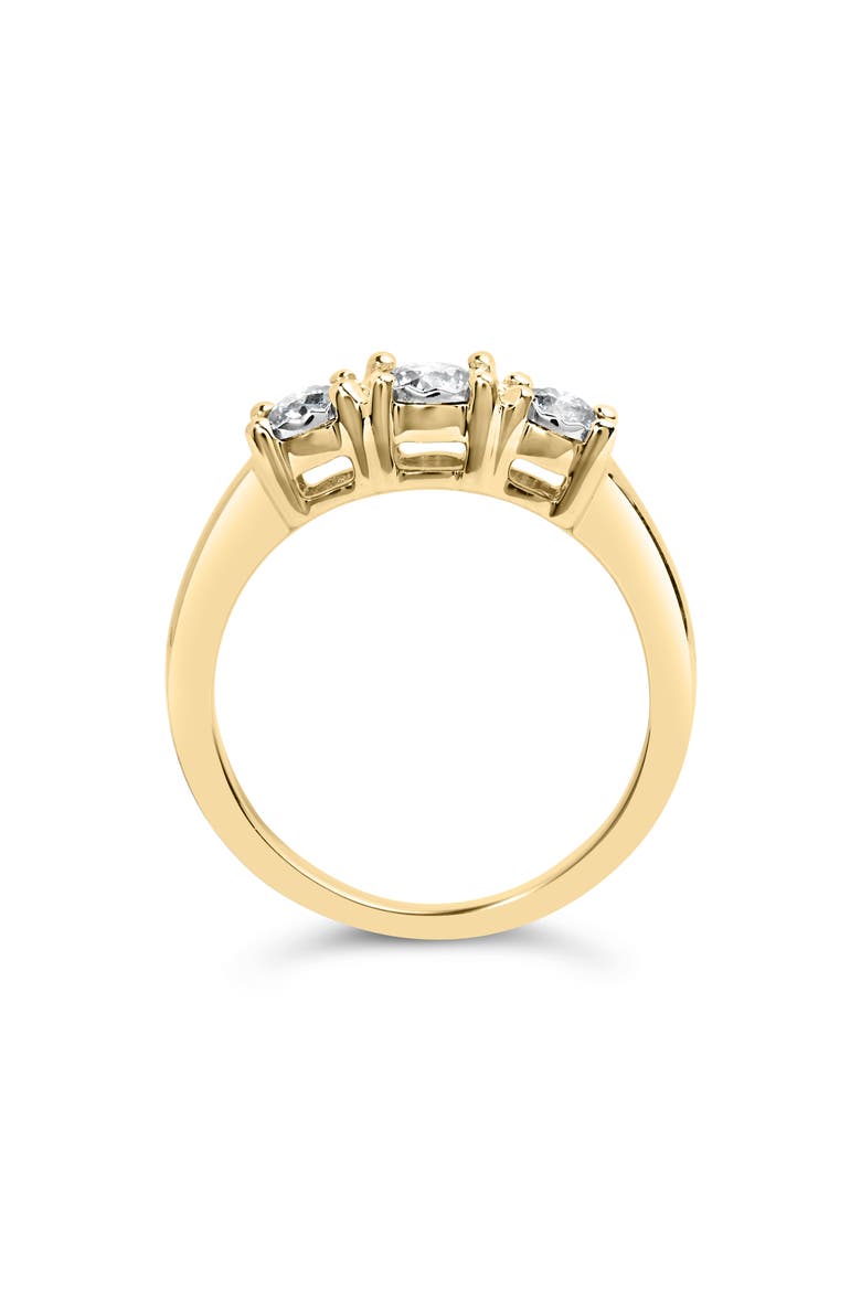 10K Gold 1/2 Cttw Round Diamond Three Stone Illusion Plate Ring, Alternate, color, Yellow Gold