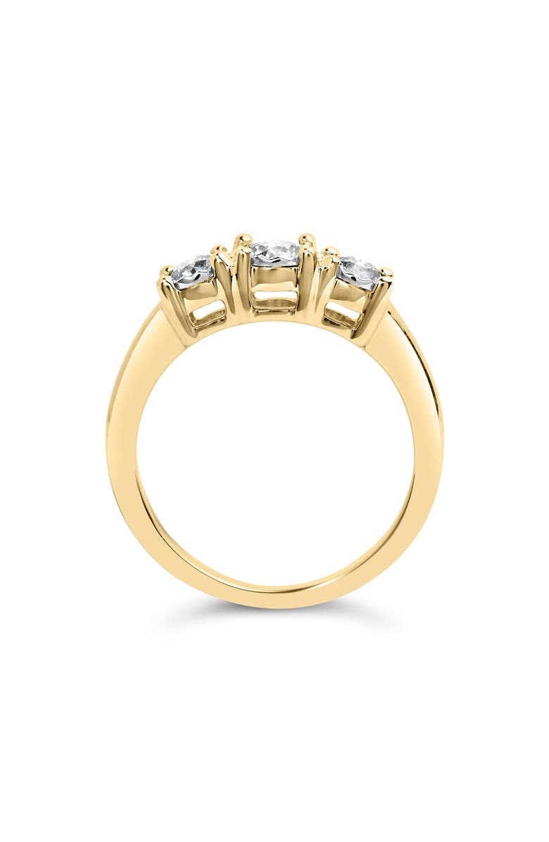 Haus of Brilliance 10K Gold 1/2 Cttw Round Diamond Three Stone Illusion Plate Ring, Alternate, color, Yellow Gold