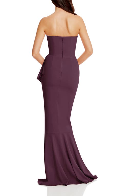 Dress The Population Paris Ruffle Strapless Mermaid Gown In Purple