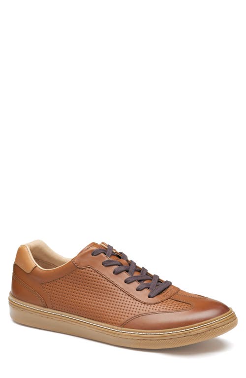 Johnston & Murphy McGuffey T-Toe Low Top Sneaker in Tan Full Grain 