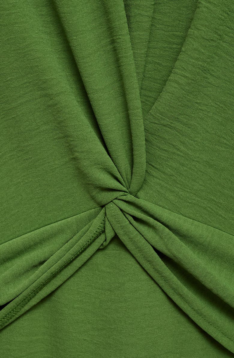 MANGO Knot Front Cap Sleeve Midi Dress, Alternate, color, Emerald Green