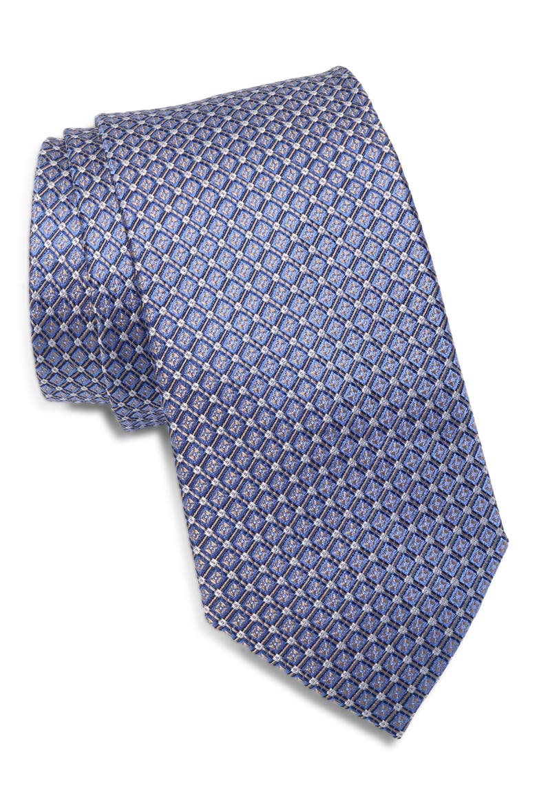 Corso Mini Silk Jacquard Tie, Main, color, INDIGO