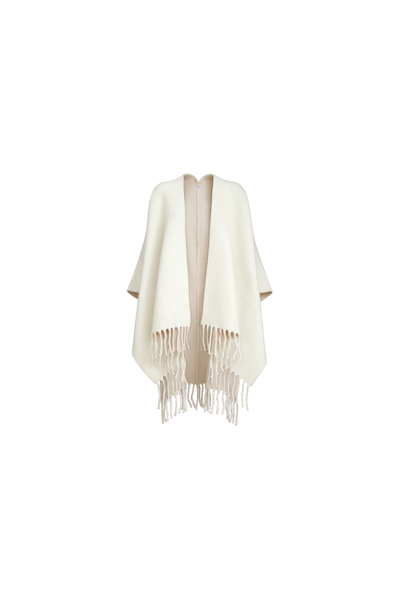 Wool and cashmere double knit reversible poncho, Alternate, color, Panama