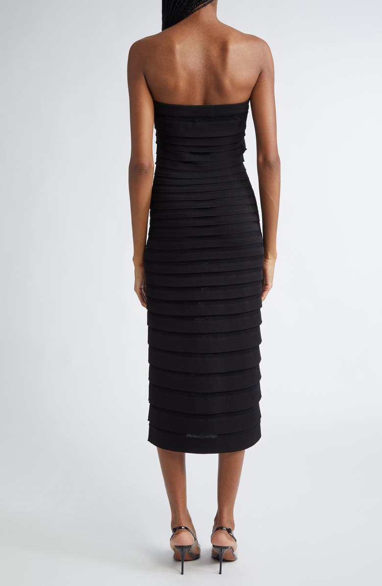 Alaïa 3D Stripe Strapless Midi Dress, Alternate, color,
