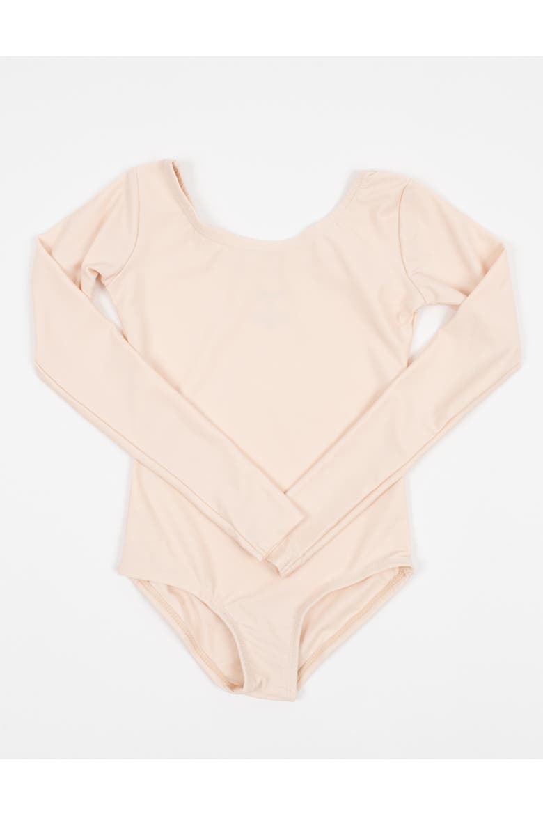Girls Long Sleeve Leotard, Alternate, color, Nude Pink