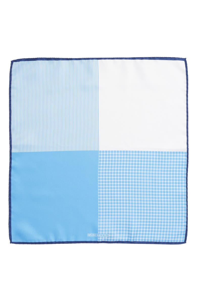 Nordstrom Panel Silk Pocket Square, Alternate, color, Blue