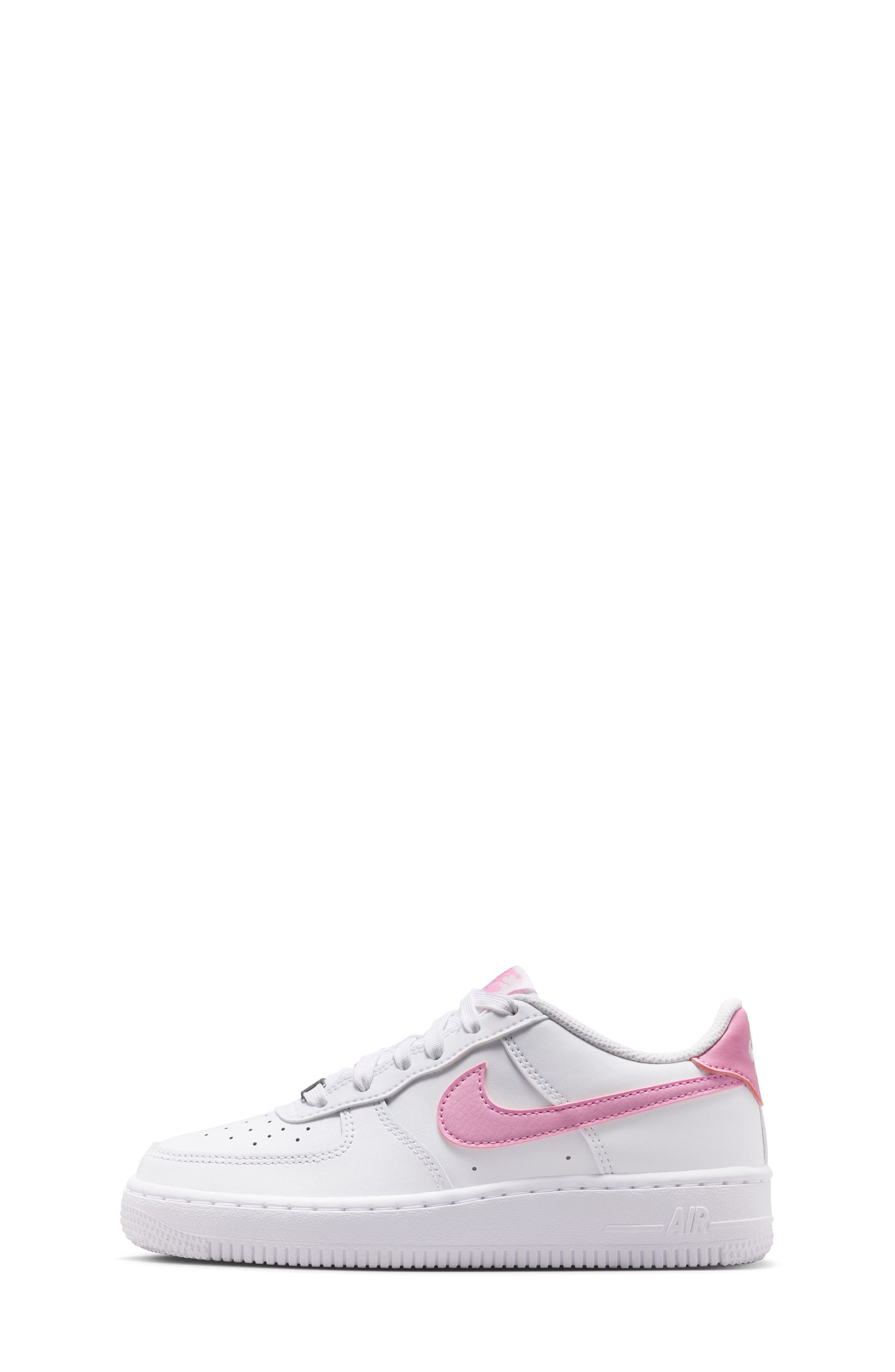 Nike Kids' Air Force 1 Sneaker, Alternate, color, 124 White/Pnkris