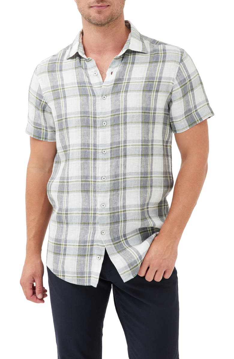 Rodd & Gunn Willow Park Plaid Short Sleeve Linen Button-Up Shirt, Main, color,