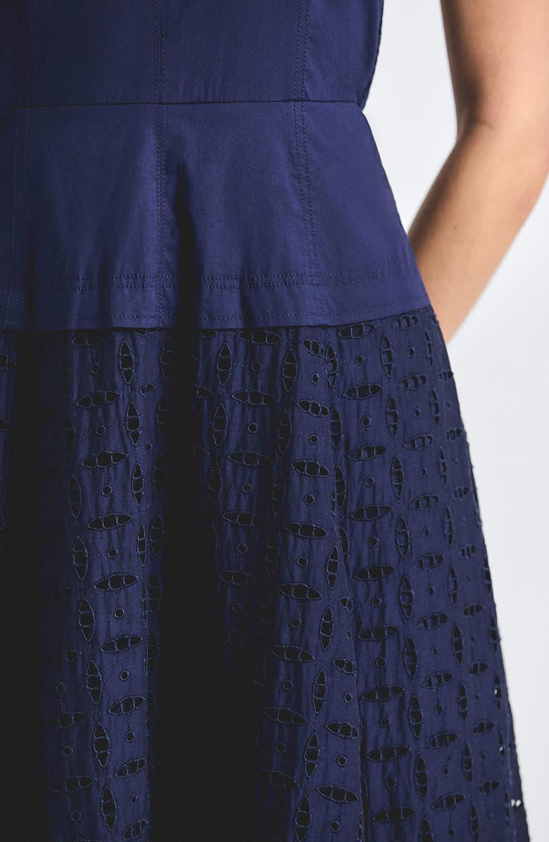 Derek Lam 10 Crosby Maris Eyelet Halter Maxi Dress, Alternate, color, Navy