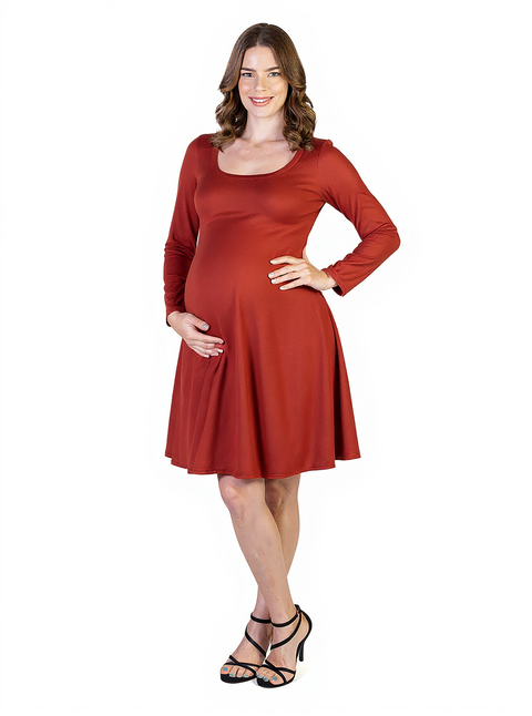 Long Sleeve Flared Maternity Mini Dress