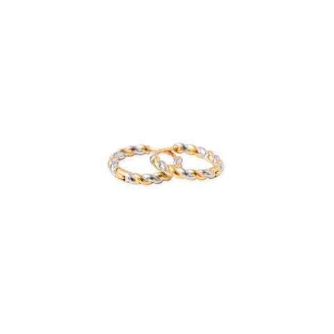 Mixed Metal Twisted Hypoallergenic Hoop Earrings