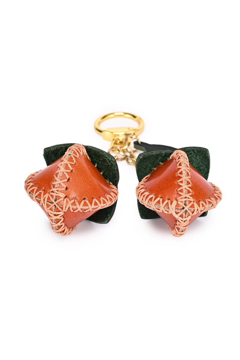 Simi Genuine Leather Mini Fruit Key Charm, Alternate, color, Caramel