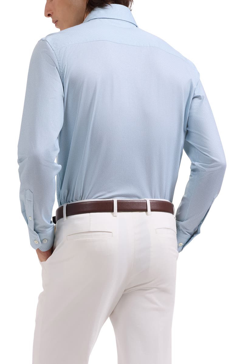 Bugatchi Devon OoohCotton<sup>®</sup> Optical Grid Print Button-Up Shirt, Alternate, color, Seafoam