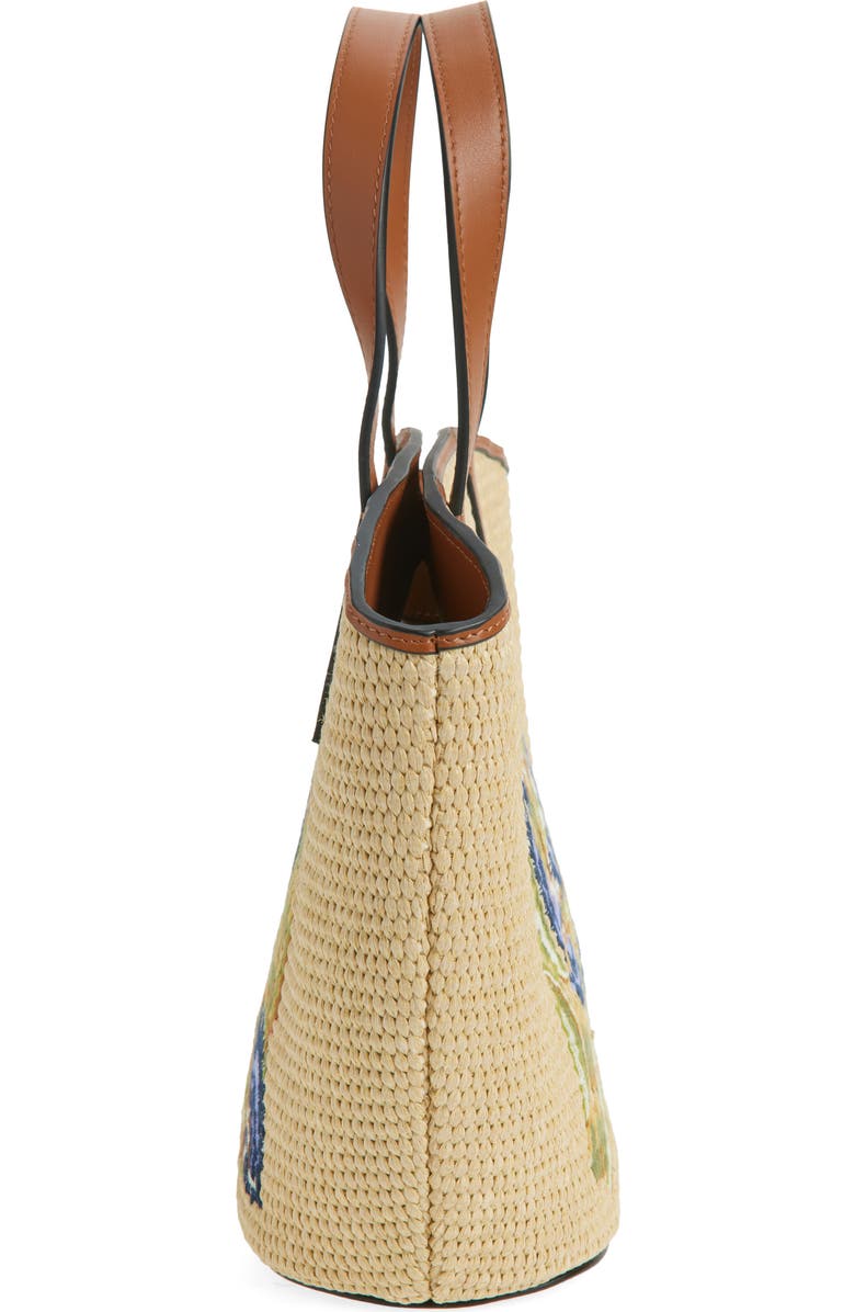 FARM Rio Small Embroidered Raffia Basket Tote, Alternate, color, Sunny Paradise Embroidery