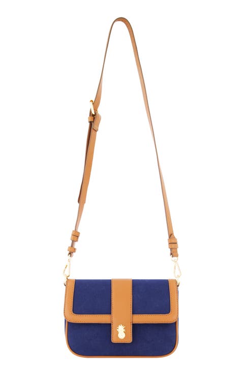 Canvas & Leather Trim Crossbody Bag