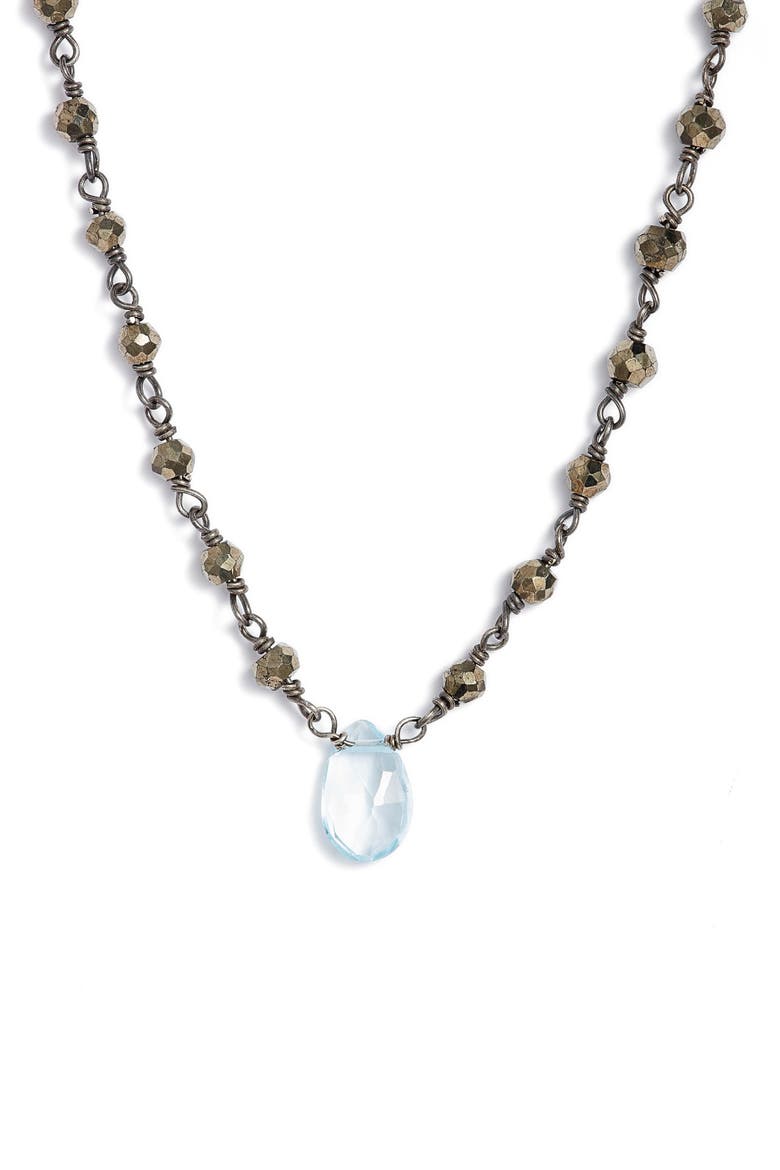 Beaded Collar Necklace, Main, color, PYRITE/ BLUE TOPAZ