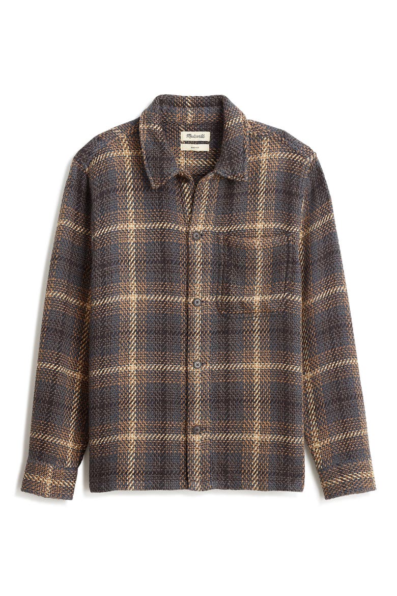 Plaid Twill Boxy Shirt Jacket, Alternate, color, BLACK COAL