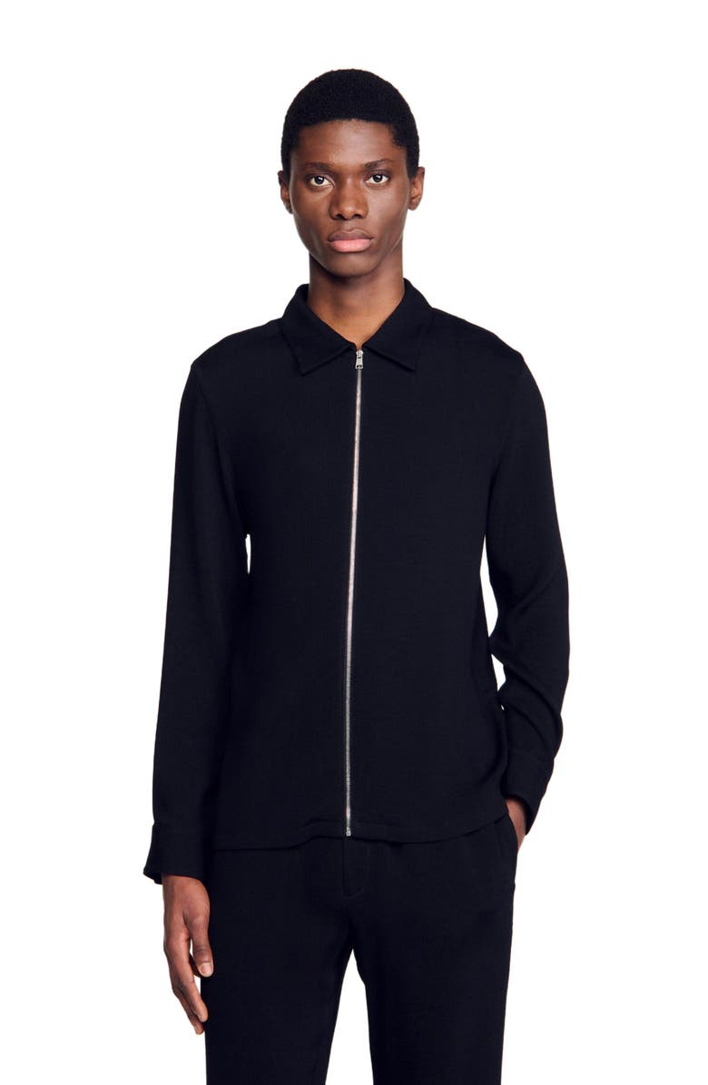 SANDRO Pleated shirt, Alternate, color, Black