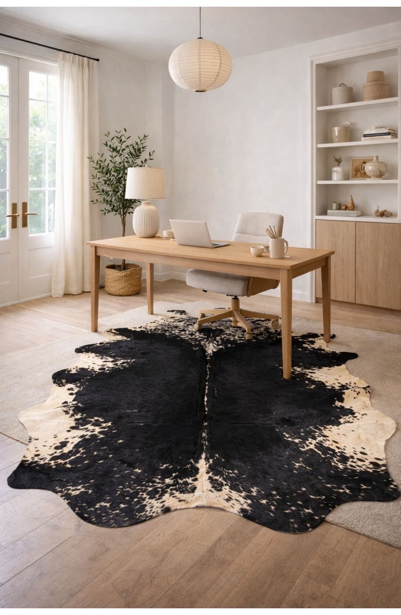 Rhacam Eco Hides Lazlo Black Speckled Cowhide Rug 7'11" × 6'6", Alternate, color, Black Speckled
