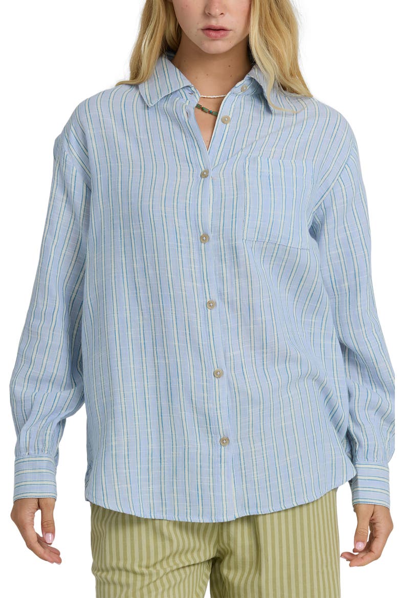Wanderer Stripe Cotton Button-Up Shirt, Main, color, TWILIGHT BLUE