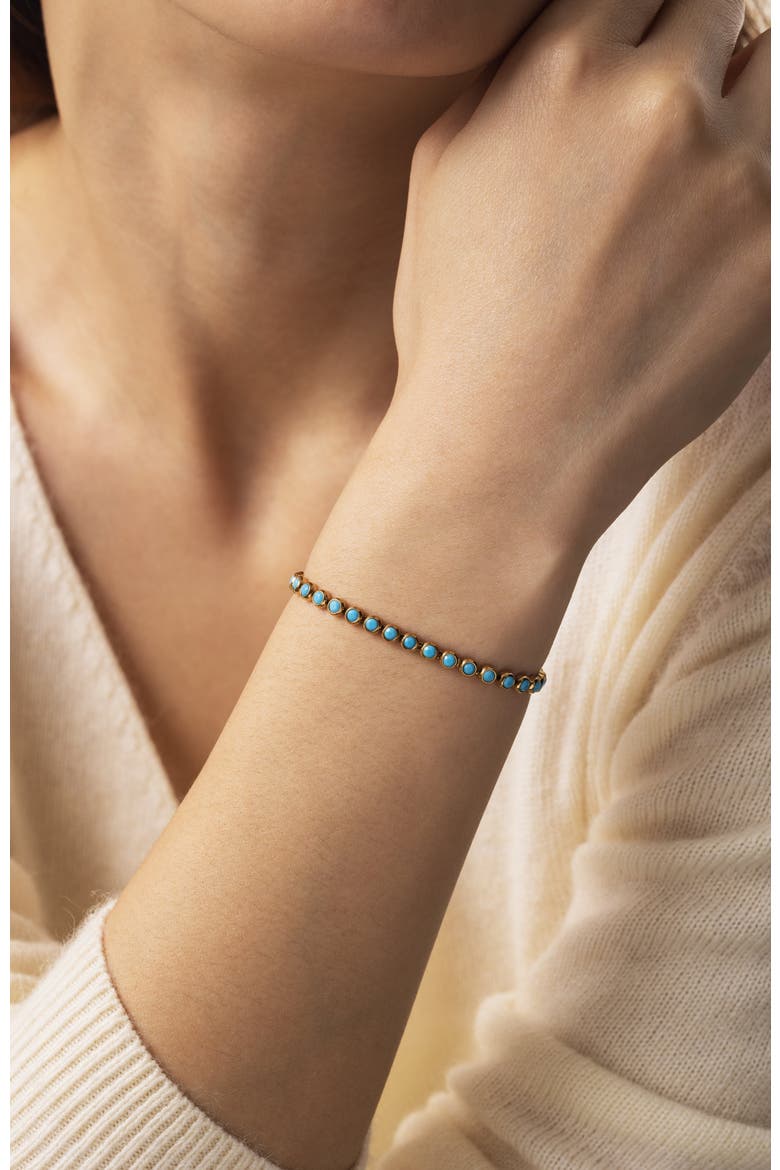 Turquoise Bezel Set Tennis Bracelet, Alternate, color, Gold