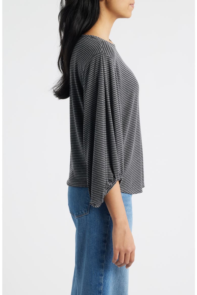 Stripe Balloon Sleeve Knit Top, Alternate, color, HEATHER CHARCOAL