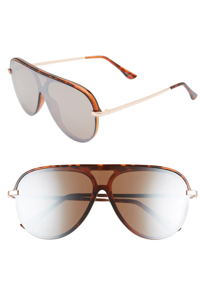 Australia x JLO Empire 57mm Shield Sunglasses, Main, color, TORT/ BROWN FLASH