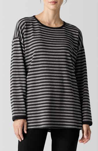 Eileen Fisher Stripe Long Sleeve Crewneck Top