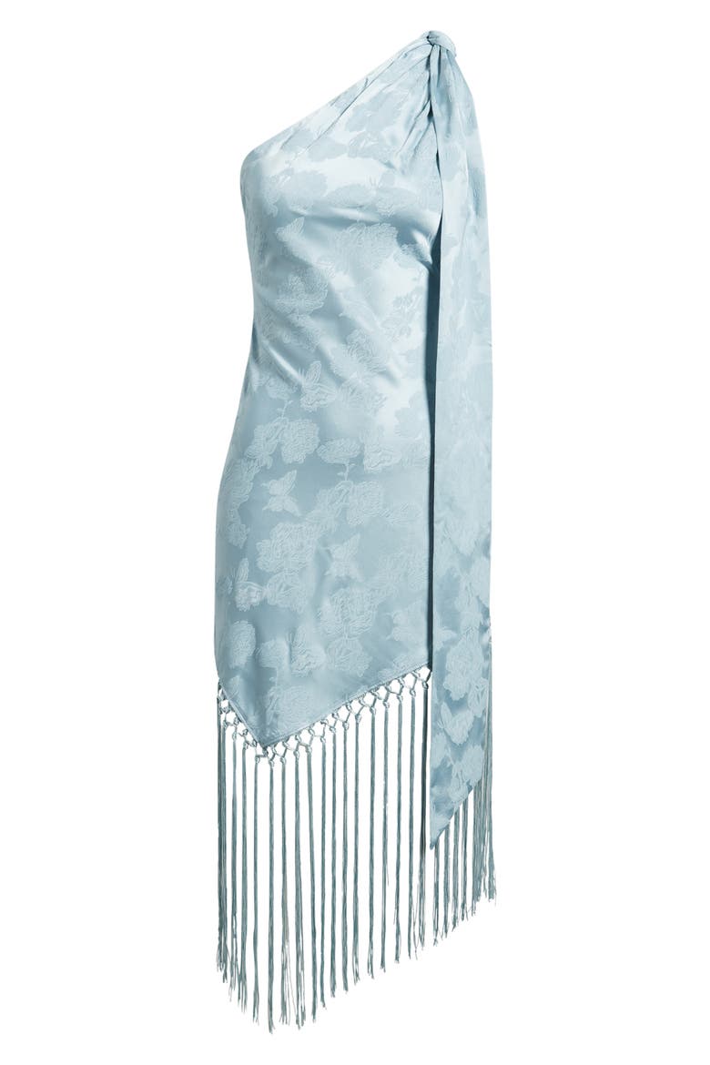 Chrishell Fringe One-Shoulder Dress, Alternate, color, POWDER BLUE