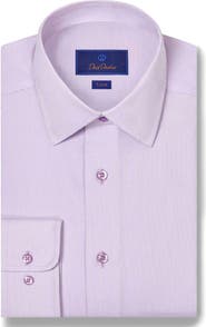 David Donahue Trim Fit Micro Dobby Cotton Dress Shirt