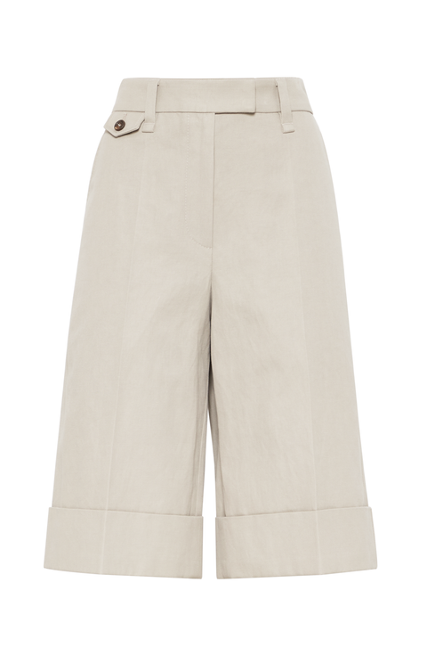 ショートパンツ BRUNELLO CUCINELLI Bermuda Monile Beige BRUNELLO CUCINELLI Linen Cotton Bermuda Shorts w/ Drawstring