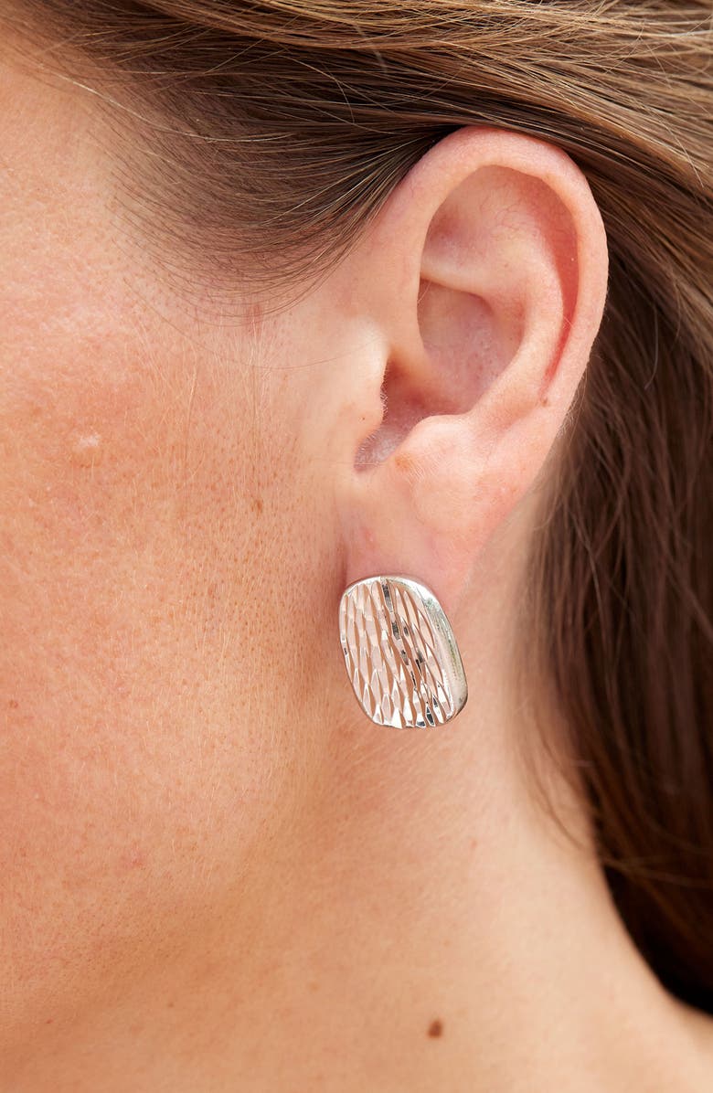 SAVVY CIE JEWELS Textured Oval Stud Earrings, Alternate, color, White