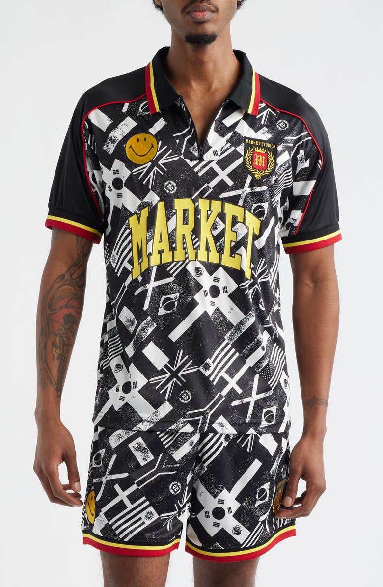 MARKET Flag Soccer Jersey, Main, color, Black/ White