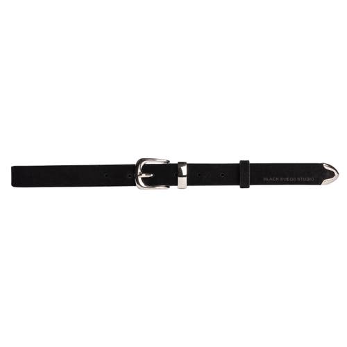 Black Suede Studio Western Belt In Black/silver