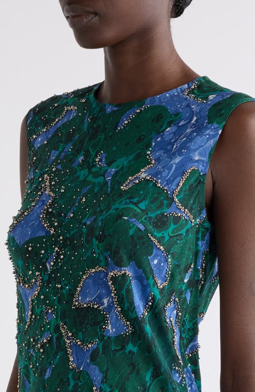 Shop Dries Van Noten Depal Print Embellished Silk Midi Dress In Malachite