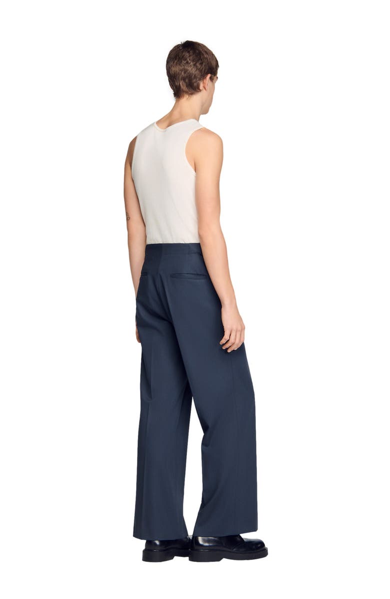 SANDRO Wide-leg bouclé wool trousers, Alternate, color, Dark Grey