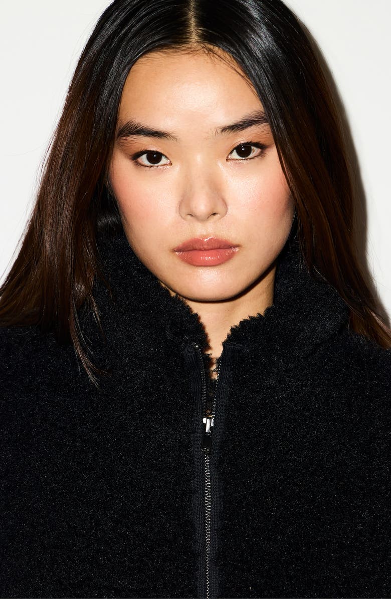 SKIMS Faux Fur Oversize Mock Neck Jacket, Alternate, color, Onyx