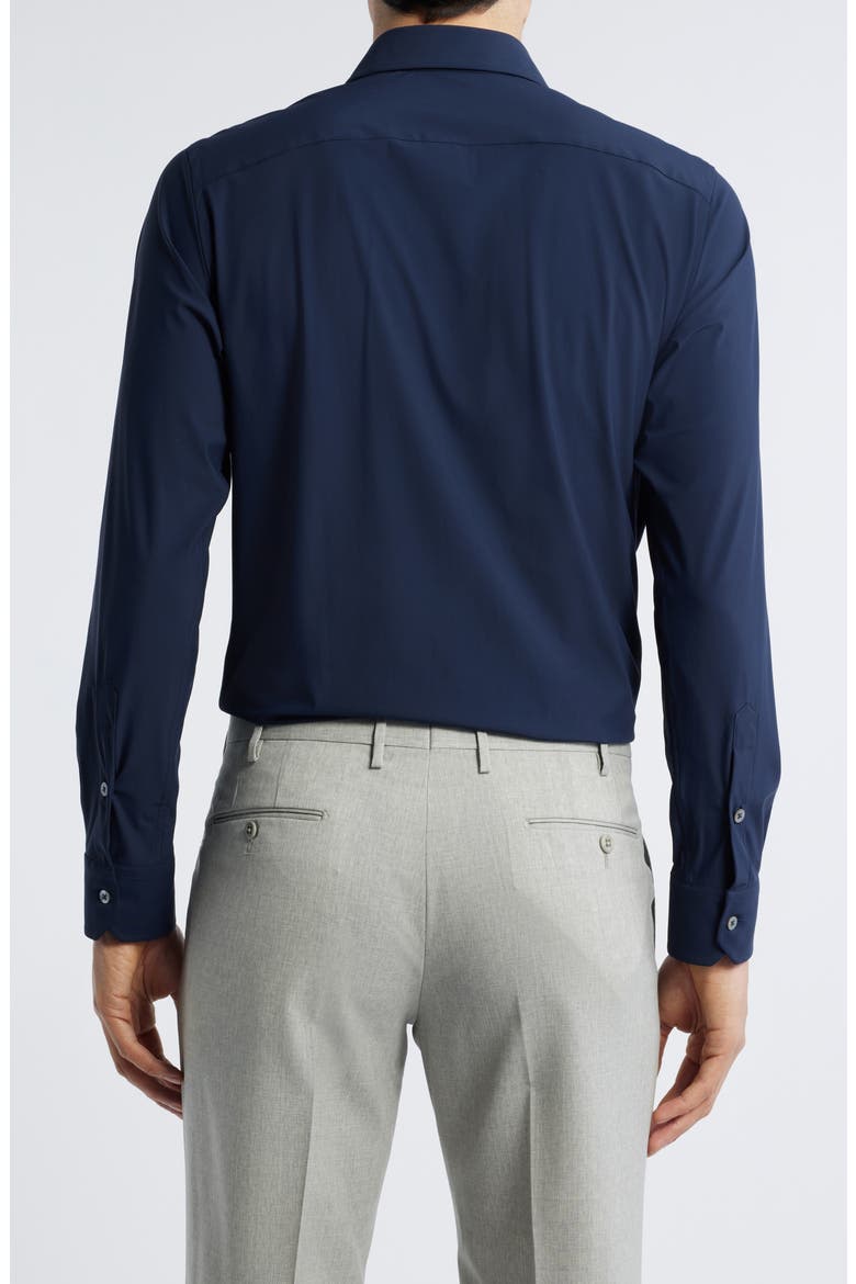 Piccadilly Solid Knit Nylon Blend Dress Shirt, Alternate, color, NAVY