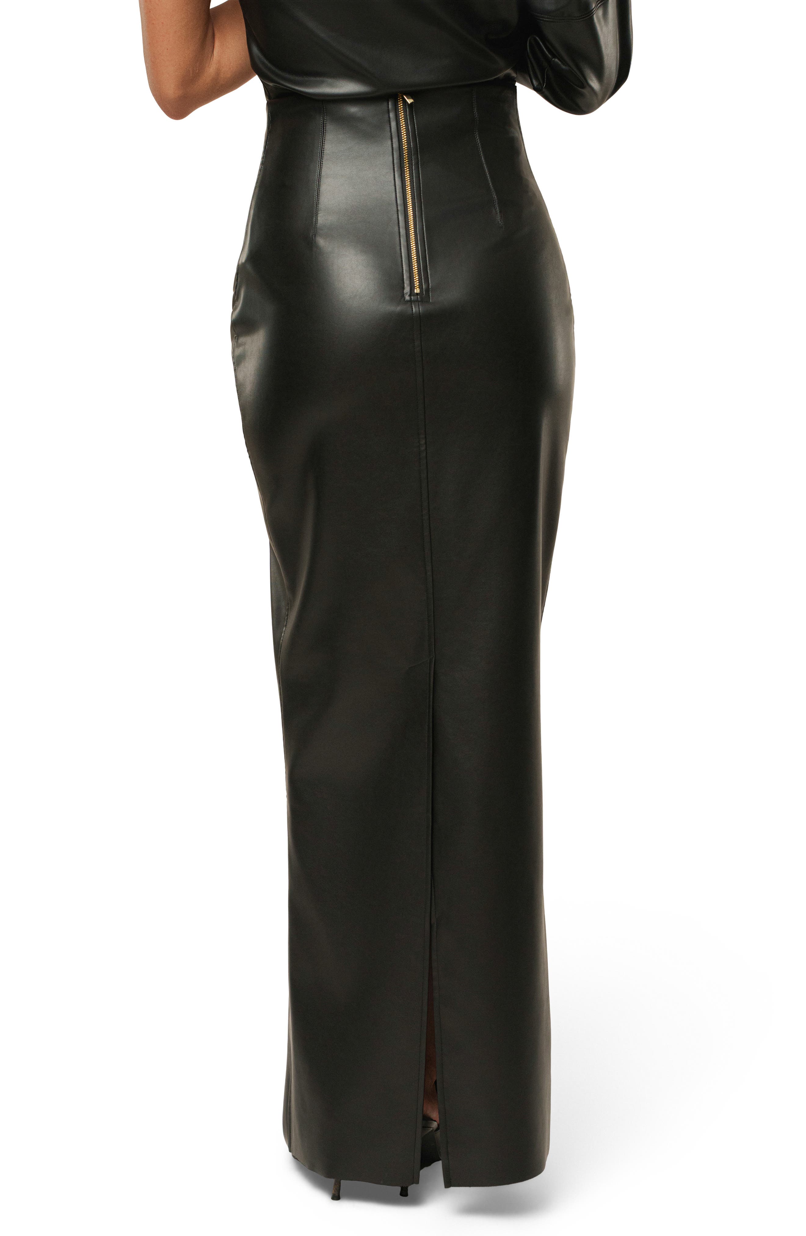 Ace Faux Leather Maxi Skirt - image 2