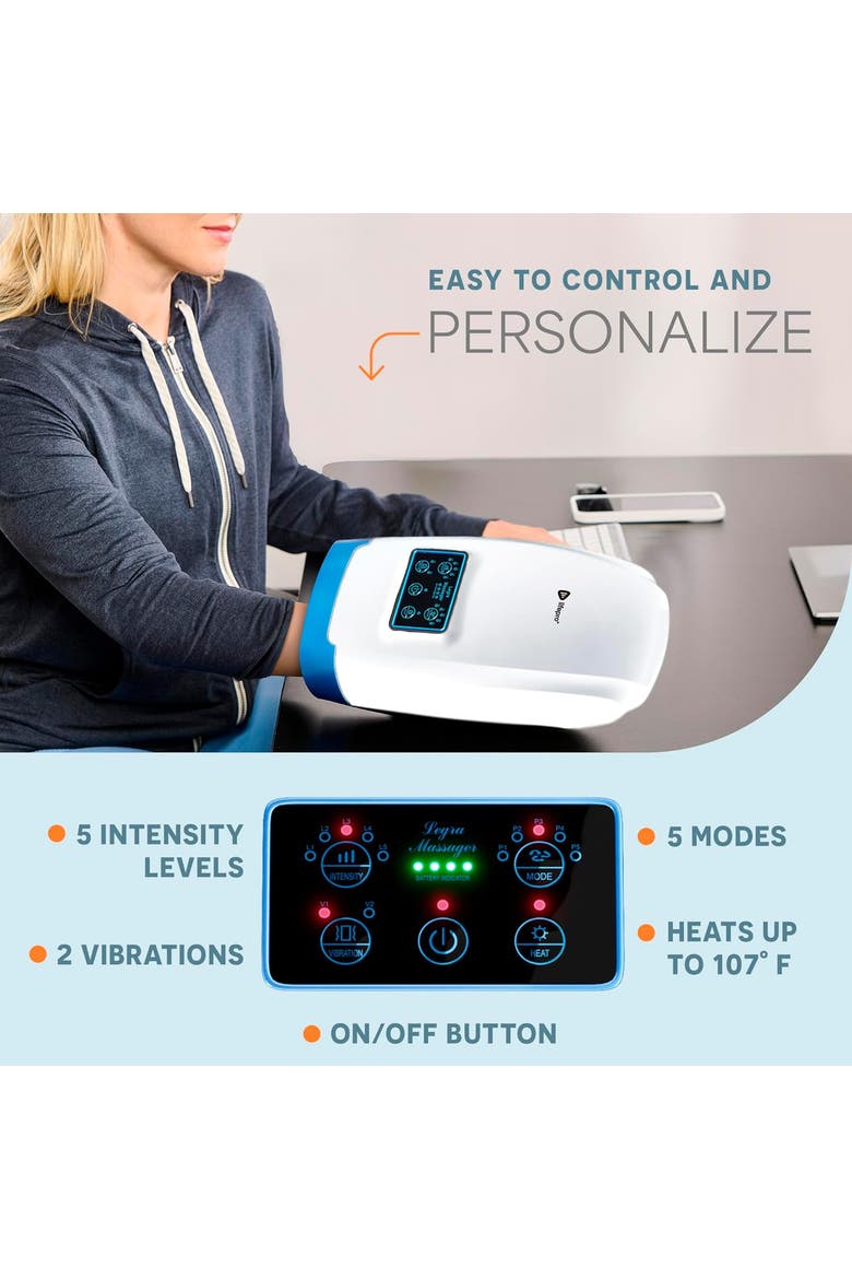 Legra Plus Hand Massager with Heat and Compression Finger, Wrist, and Palm Massager with 5 and 6 Modes, Alternate, color, 5 Modes White
