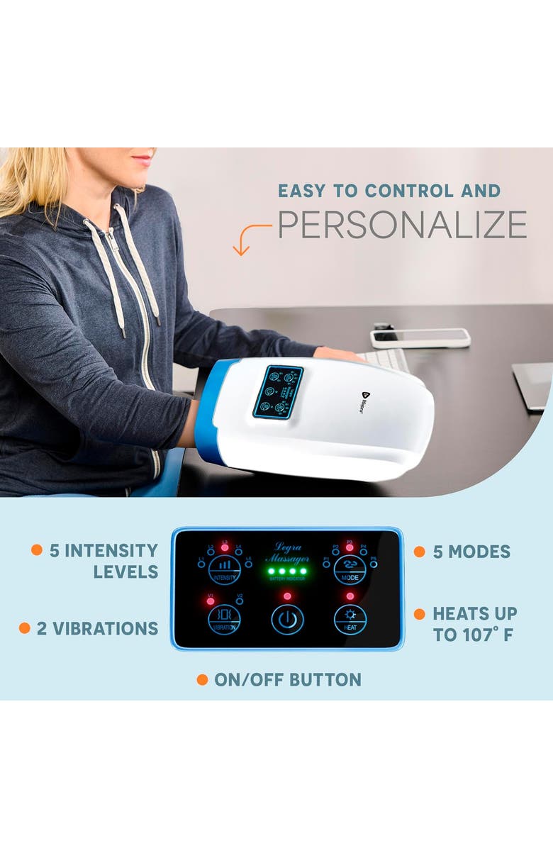 Lifepro Legra Plus Hand Massager with Heat and Compression Finger, Wrist, and Palm Massager with 5 and 6 Modes, Alternate, color, 5 Modes White